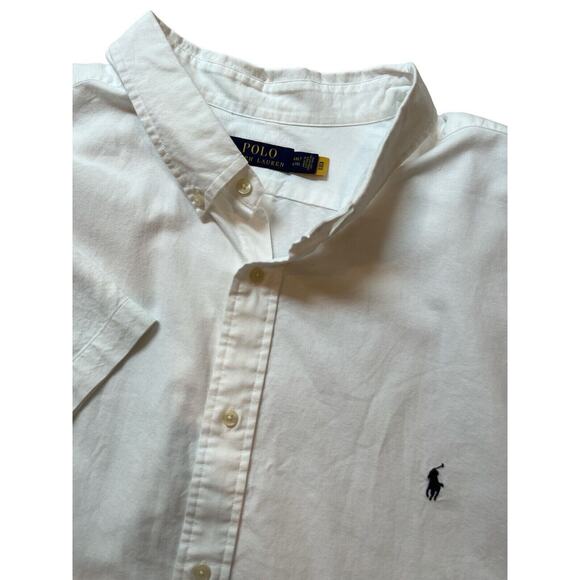 NEW POLO RALPH LAUREN SHIRT MENS 4XLT WHITE OXFORD Button Short Sleeve Blue Pony - Picture 1 of 8
